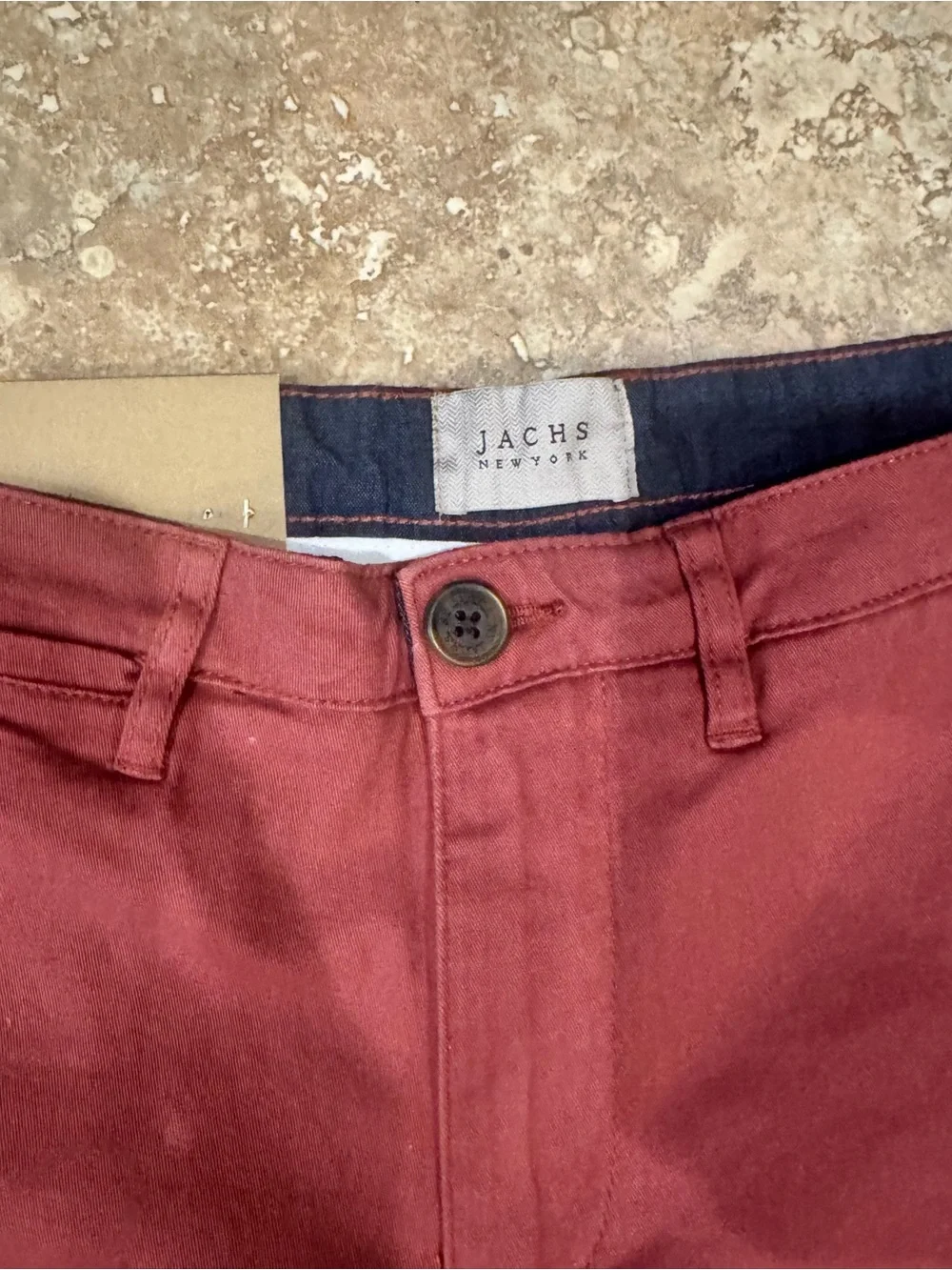Jachs Men's Maroon Flat-Front Chino Shorts